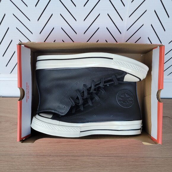 ⭐Converse Chuck 70 Hi Size 6 Men Shoes Black Leather Premium Sneakers A08637C - Picture 9 of 10